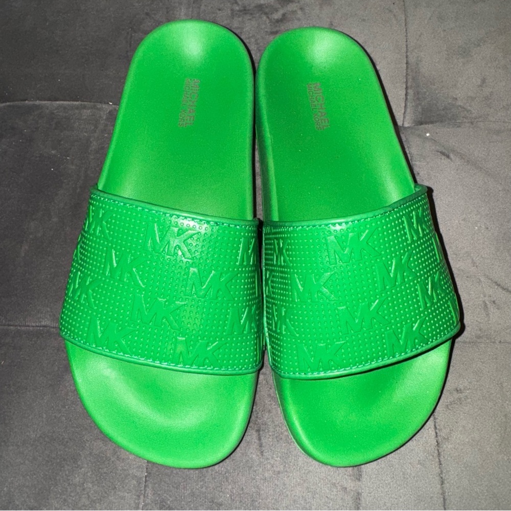 Michael Kors Green Slide Sandals